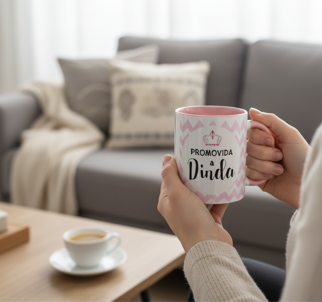 Caneca Personalizada Presente Batismo Dinda Pronta Entrega