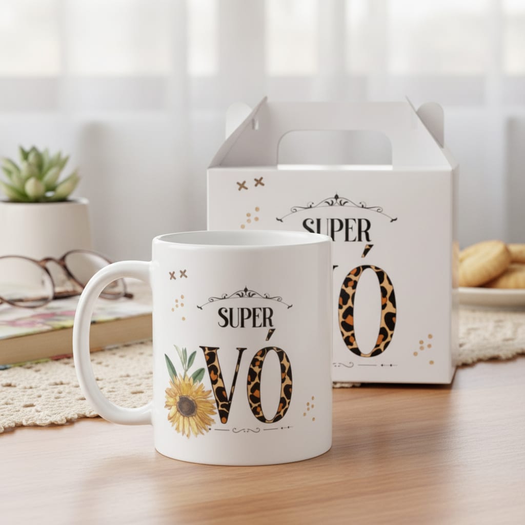 Caneca Personalizada Presente Criativo Floral para Super Vó - Família (Avó)