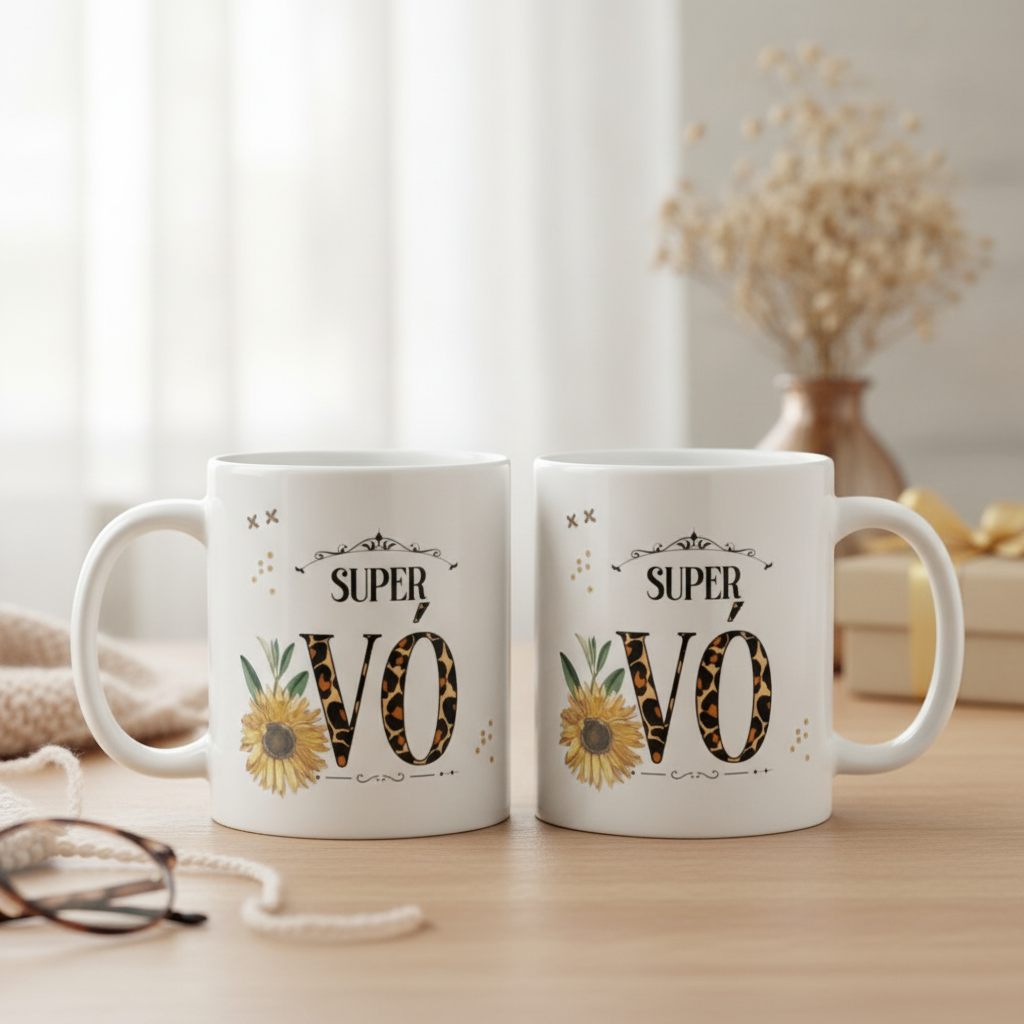 Caneca Personalizada Presente Criativo Floral para Super Vó - Família (Vovó/Avó )