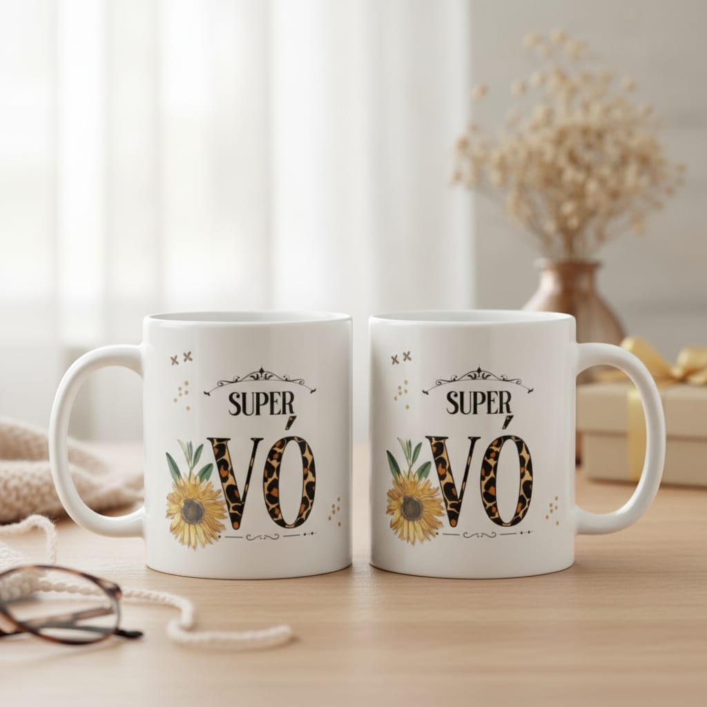 Caneca Personalizada Presente Criativo Floral para Super Vó