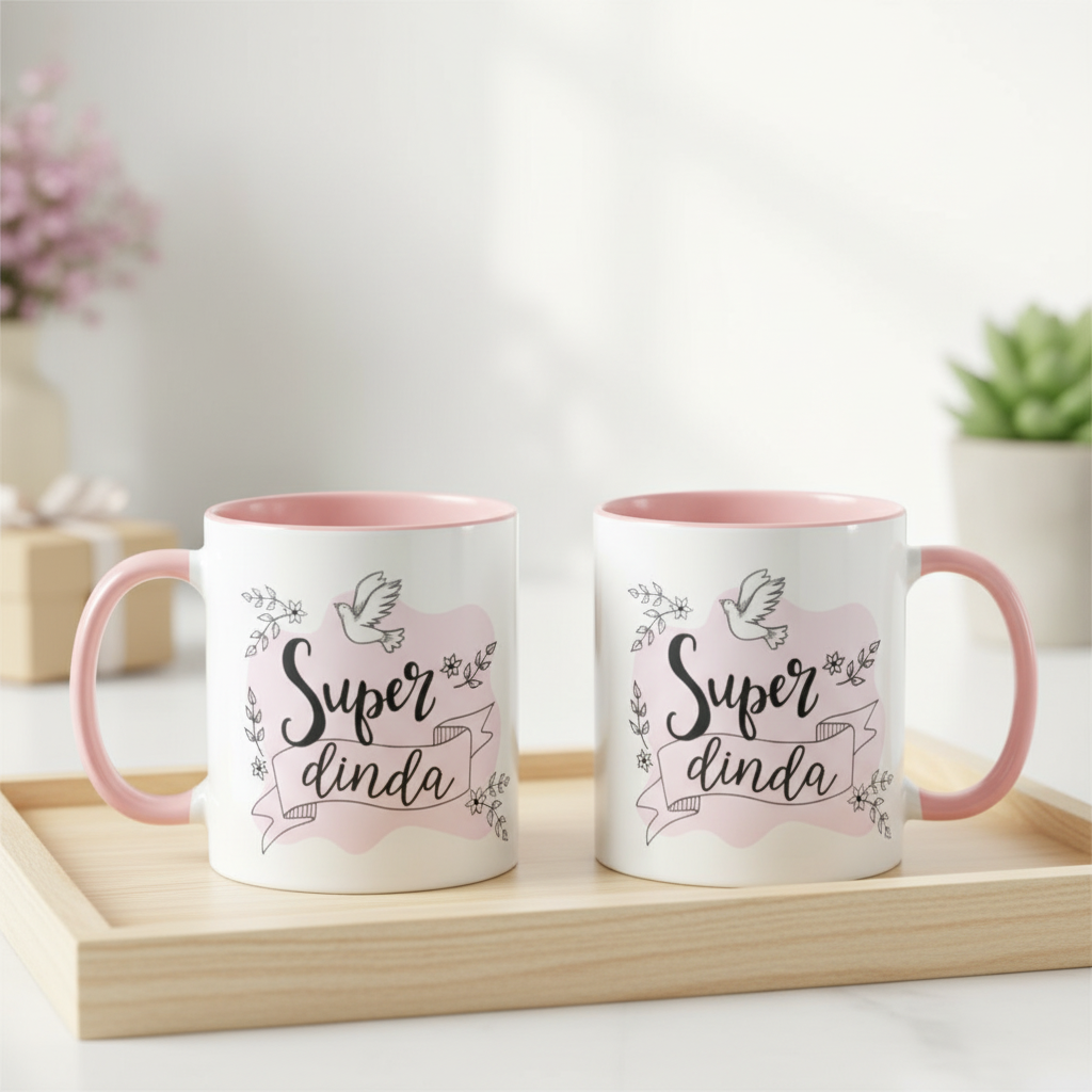 Caneca Personalizada Presente Criativo Madrinha Super Dinda - Batizado (Madrinha)