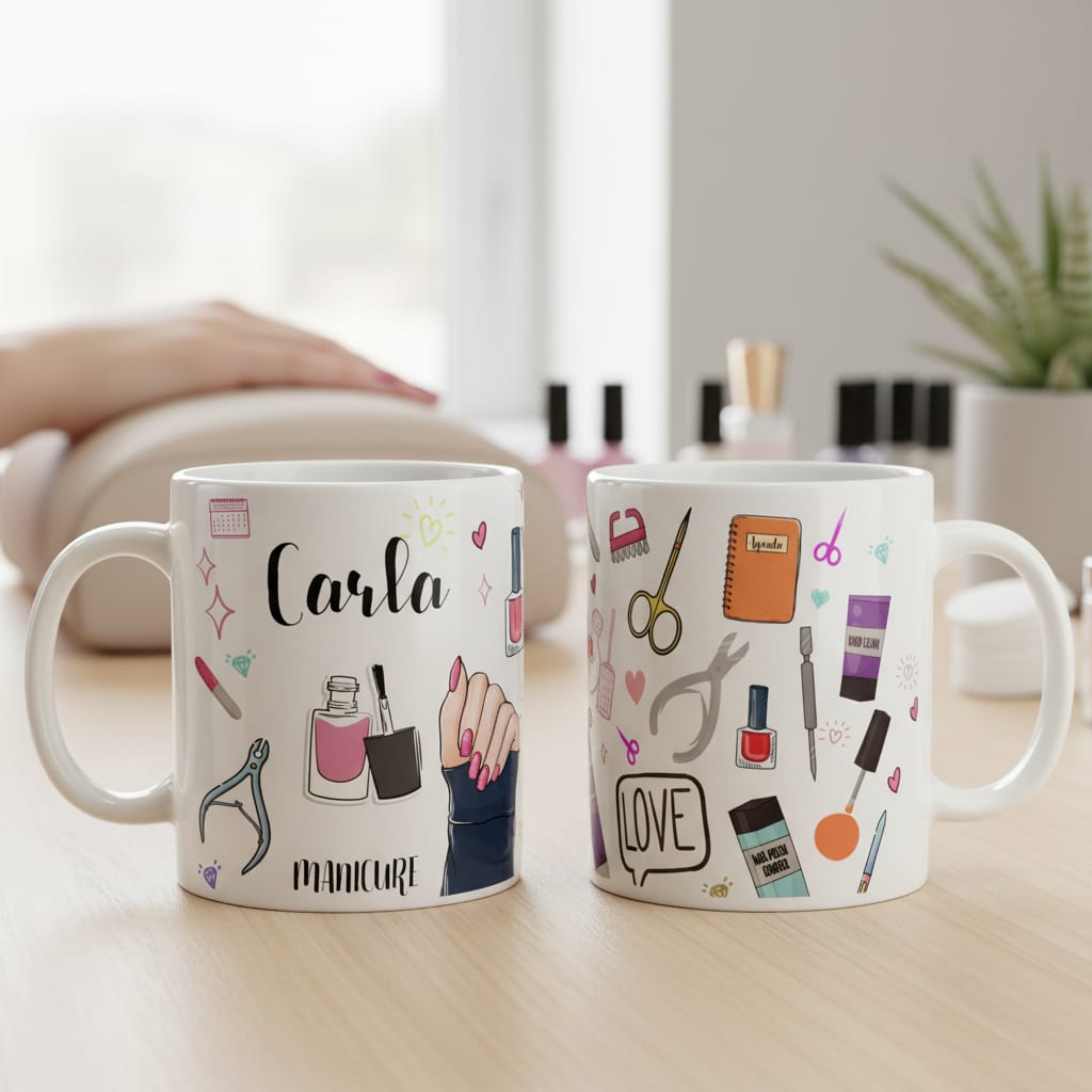 Caneca Personalizada Presente Criativo Manicure com Nome - Profissões (Manicure)