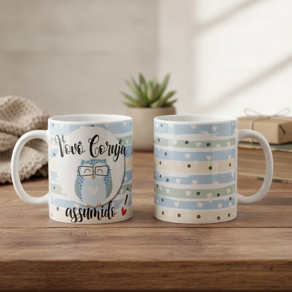 Caneca Personalizada Presente Criativo para Avô Vovô Coruja - Família (Vovô/Avô)