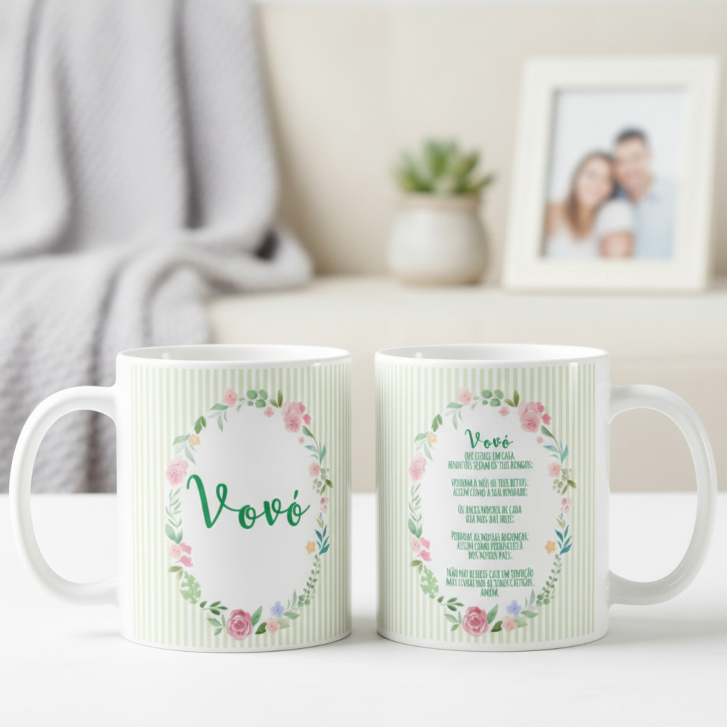 Caneca Personalizada Presente Especial para Vovó com Oração - Família (Avó/Avô)