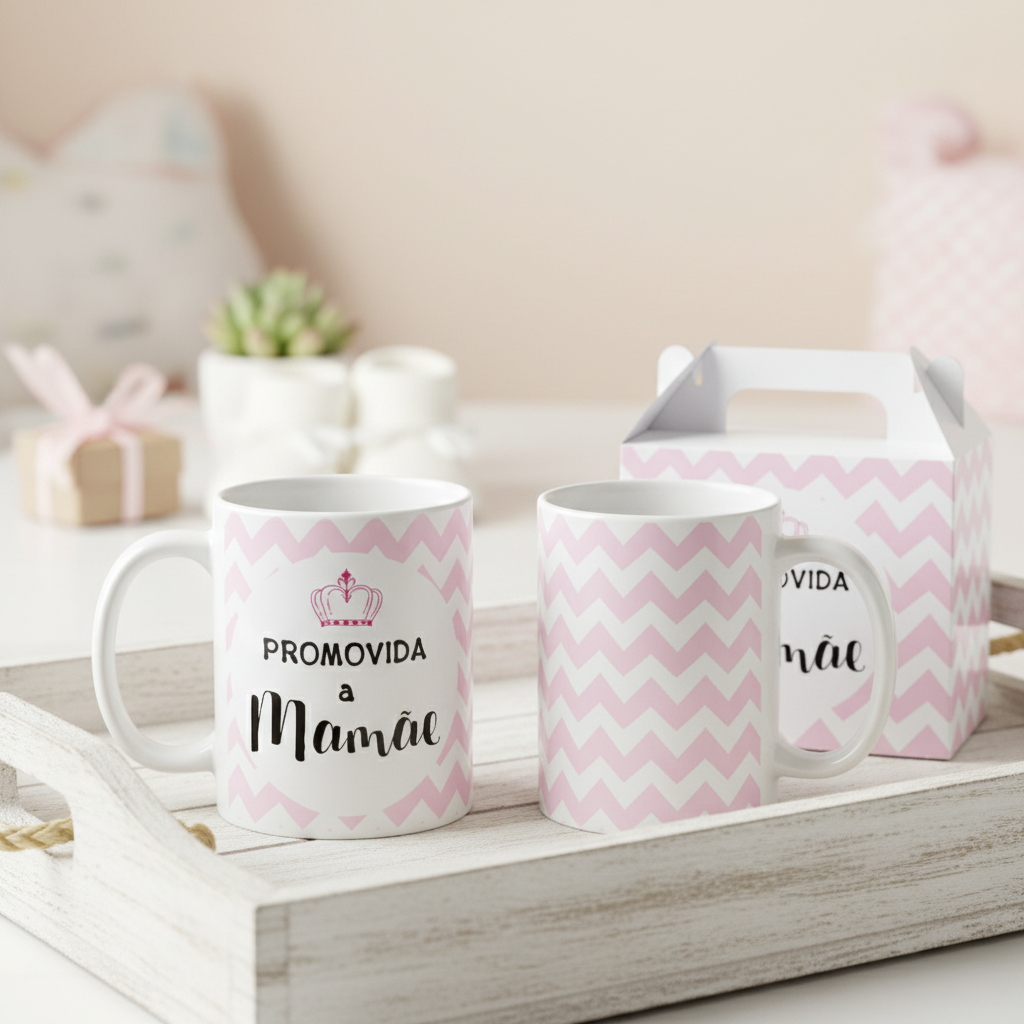 Caneca Personalizada Presente Gestante Promovida a Mamãe - Anúncio de Gravidez (Mãe)
