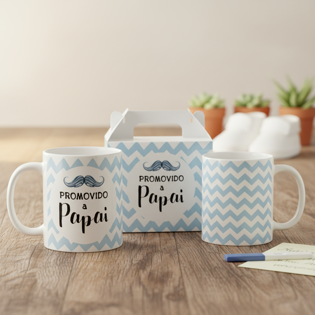 Caneca Personalizada Presente Gravidez Promovido a Papai - Anúncio de Gravidez (Pai)