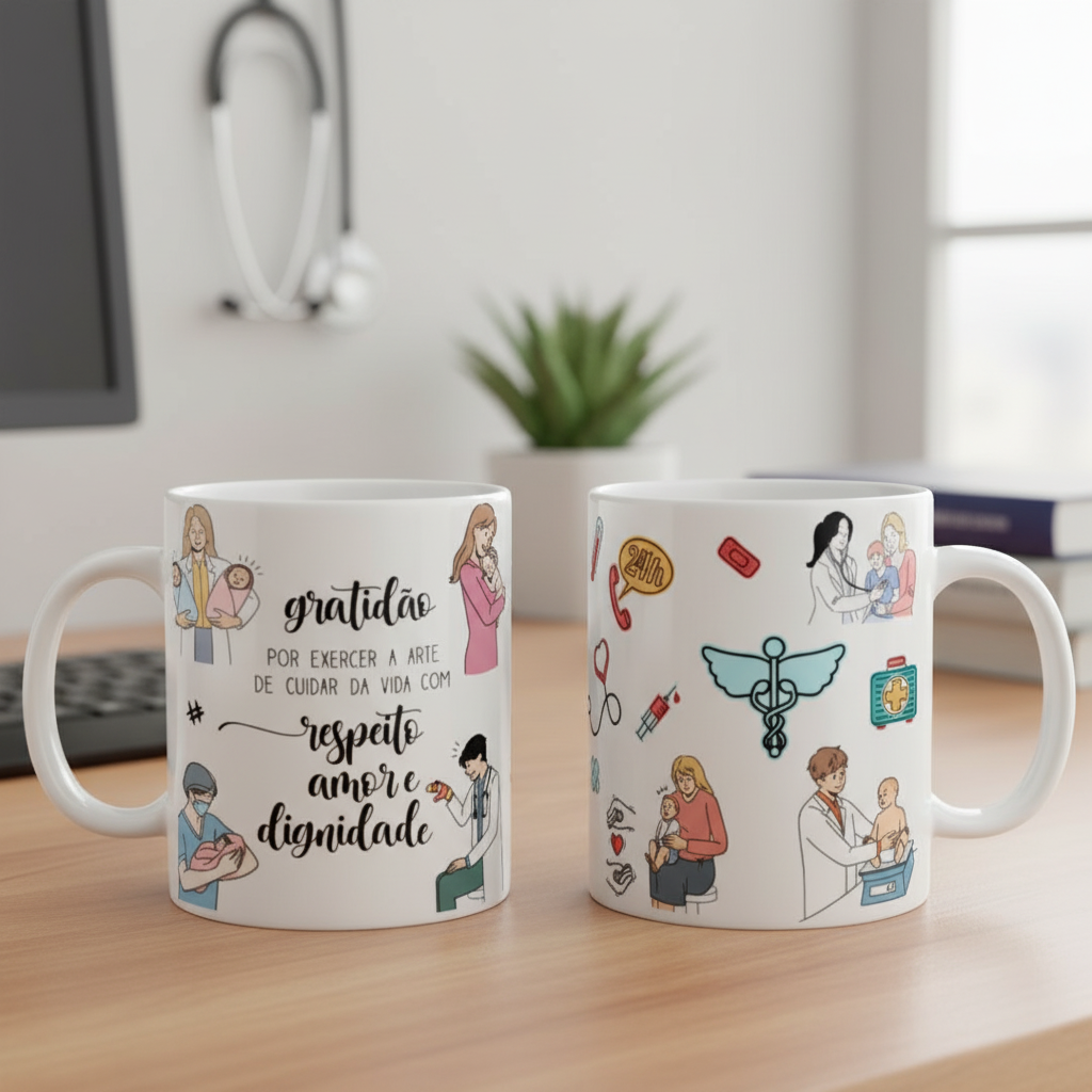 Caneca Personalizada Presente Médico Pediatra Pediatria - Profissões (Médico(a))