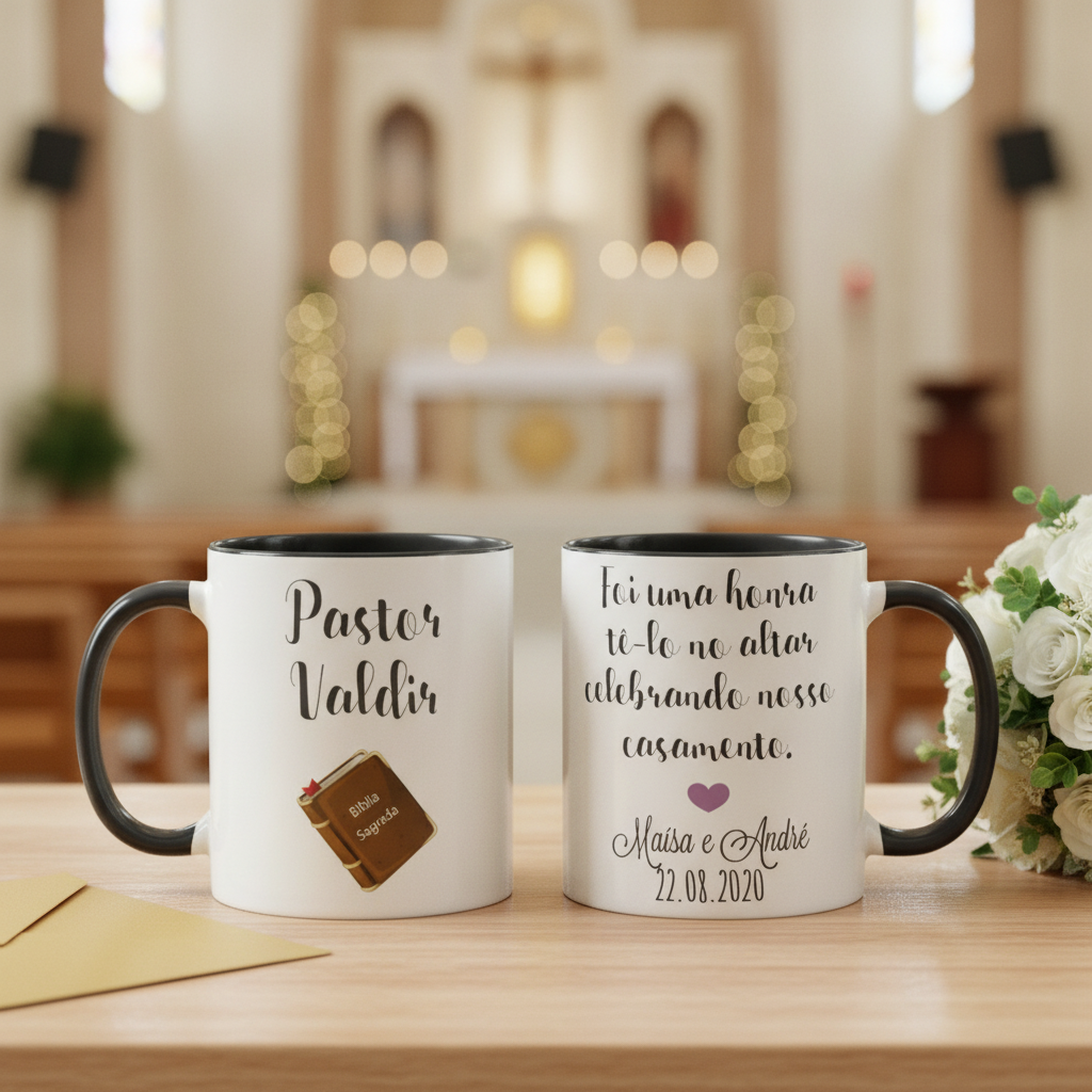 Caneca Personalizada Presente Pastor Celebrante de Casamento - Casamento (Pastor)