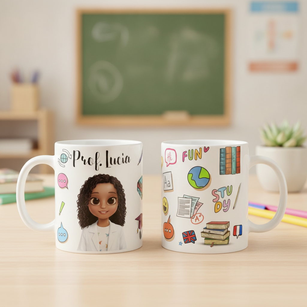 Caneca Personalizada Presente Professor Teacher Miss Inglês - Dia dos Professores (Professor(a))
