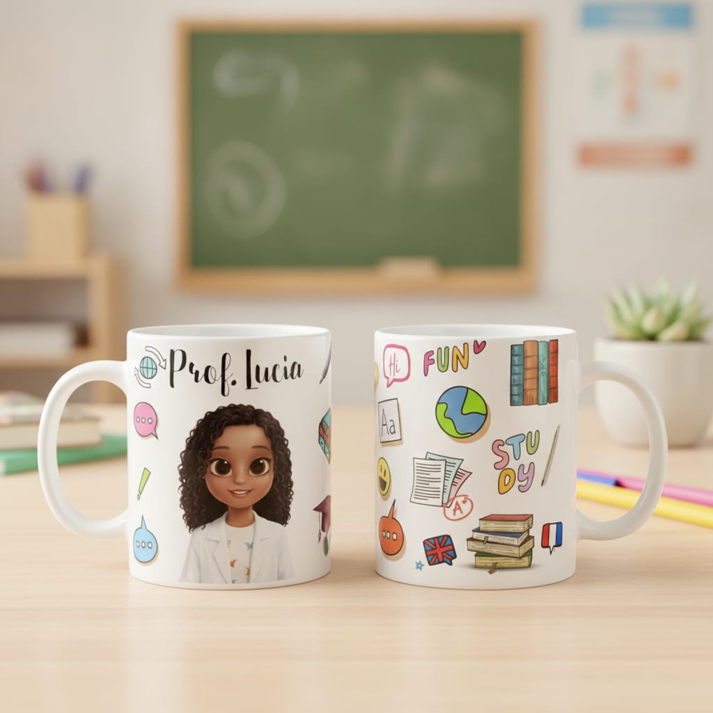 Caneca Personalizada Presente Professor Teacher Miss Inglês - Dia dos Professores (Inglês)