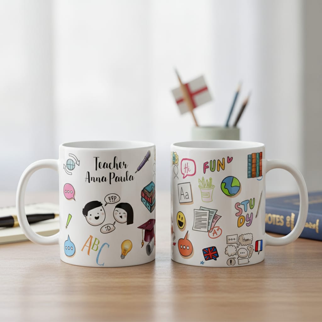 Caneca Personalizada Nome Professora de Inglês Teacher Dia dos Professores - Dia dos Professores (Inglês)