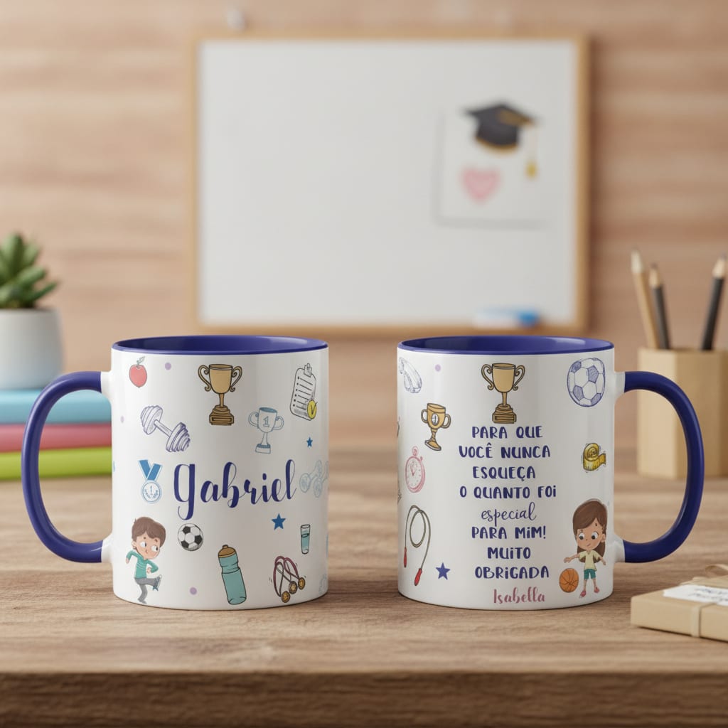 Caneca Personalizada Professor de Educação Física com Nome - Dia dos Professores (Educação Física)