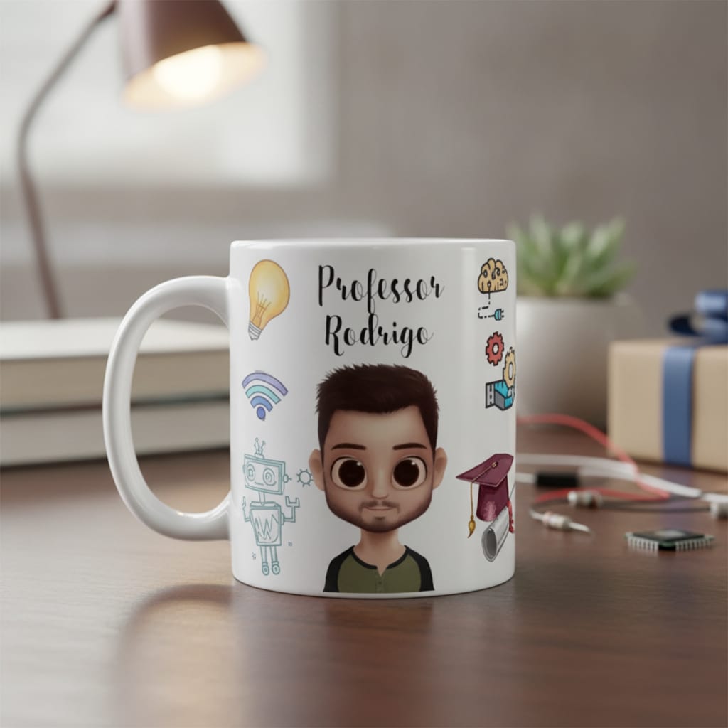Caneca Personalizada Professor de Robótica com Avatar - Dia dos Professores (Robótica)