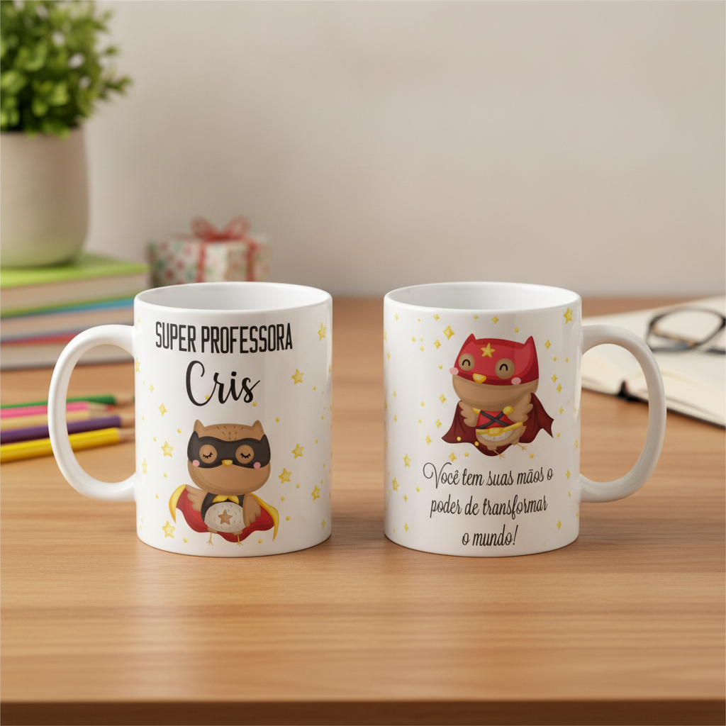 Caneca Personalizada Professora Coruja Dia dos Professores