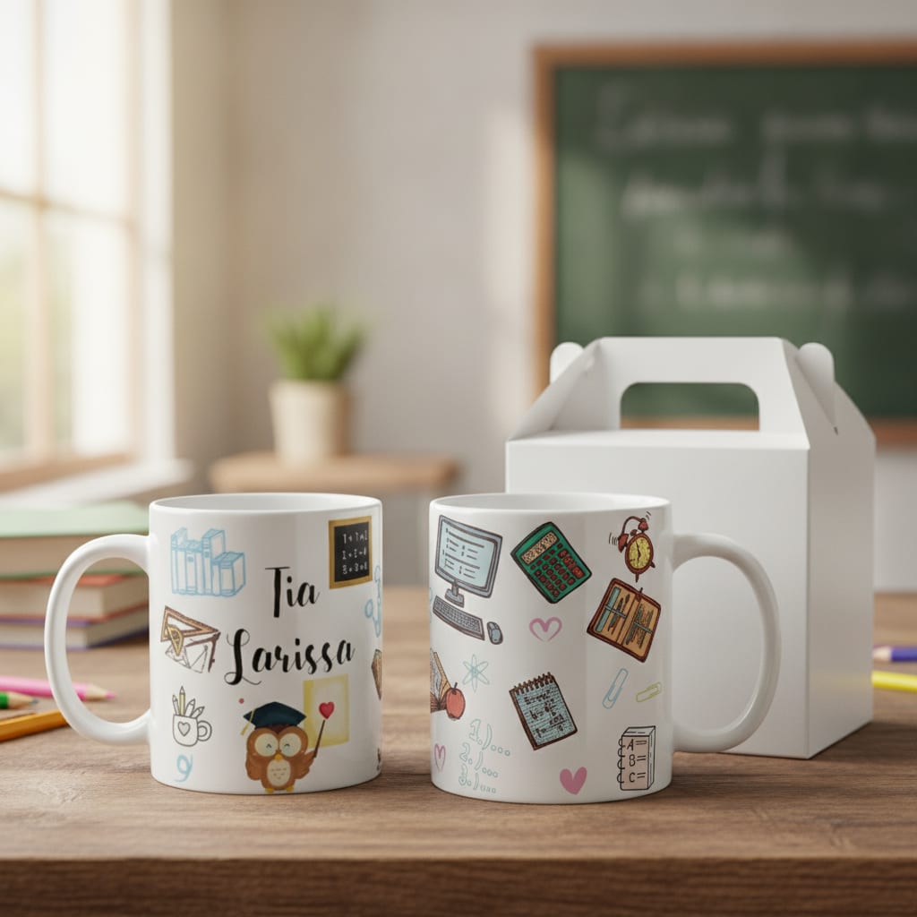 Caneca Personalizada Professora Presente Escola Aluno - Dia dos Professores (Professor(a))