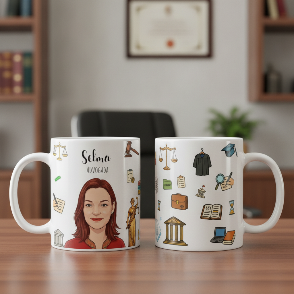 Caneca Personalizada Profissão Advogada Com Retrato Ilustrativo - Profissões (Direito)