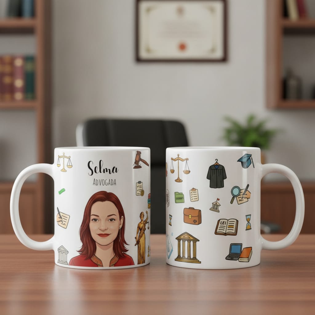Caneca Personalizada Profissão Advogada Com Retrato Ilustrativo - Profissões (Advogado(a))