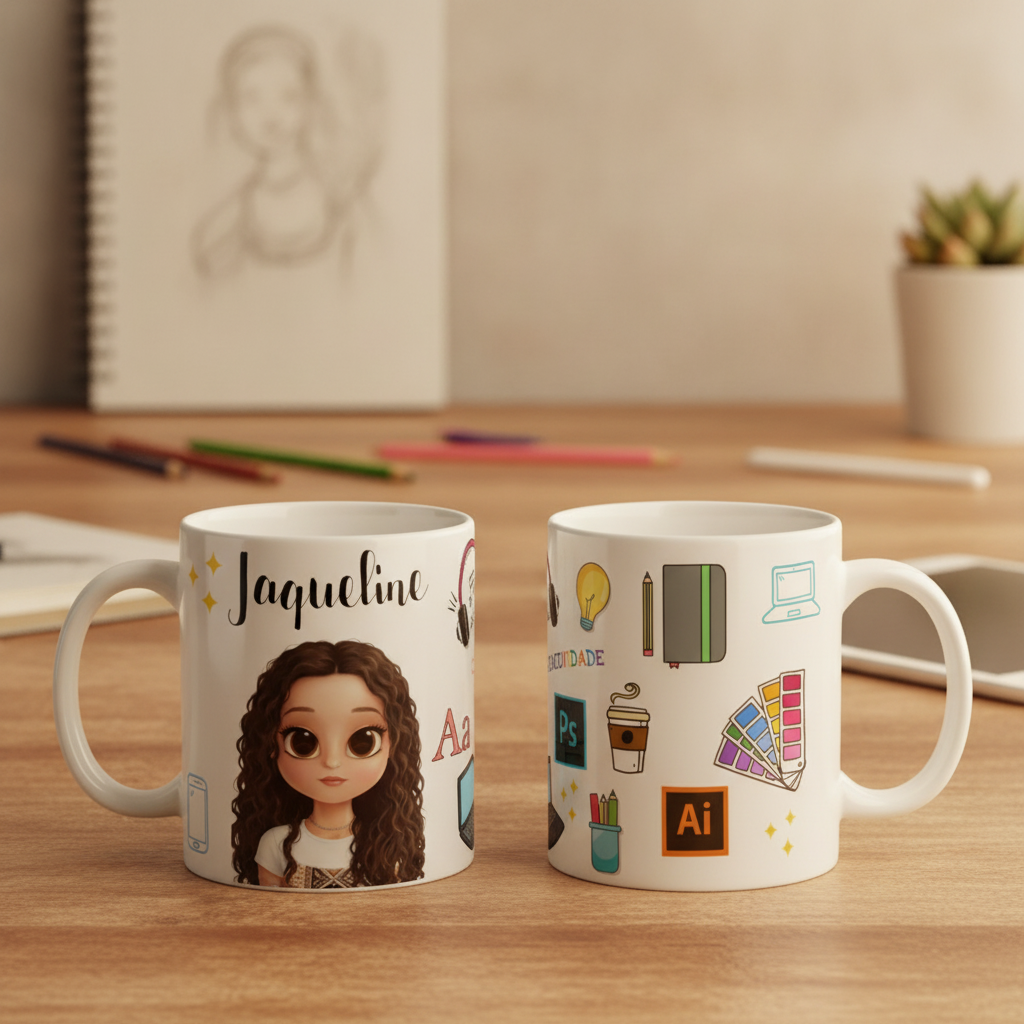 Caneca Personalizada Profissão  Designer Gráfico Com Avatar - Profissões (Designer)