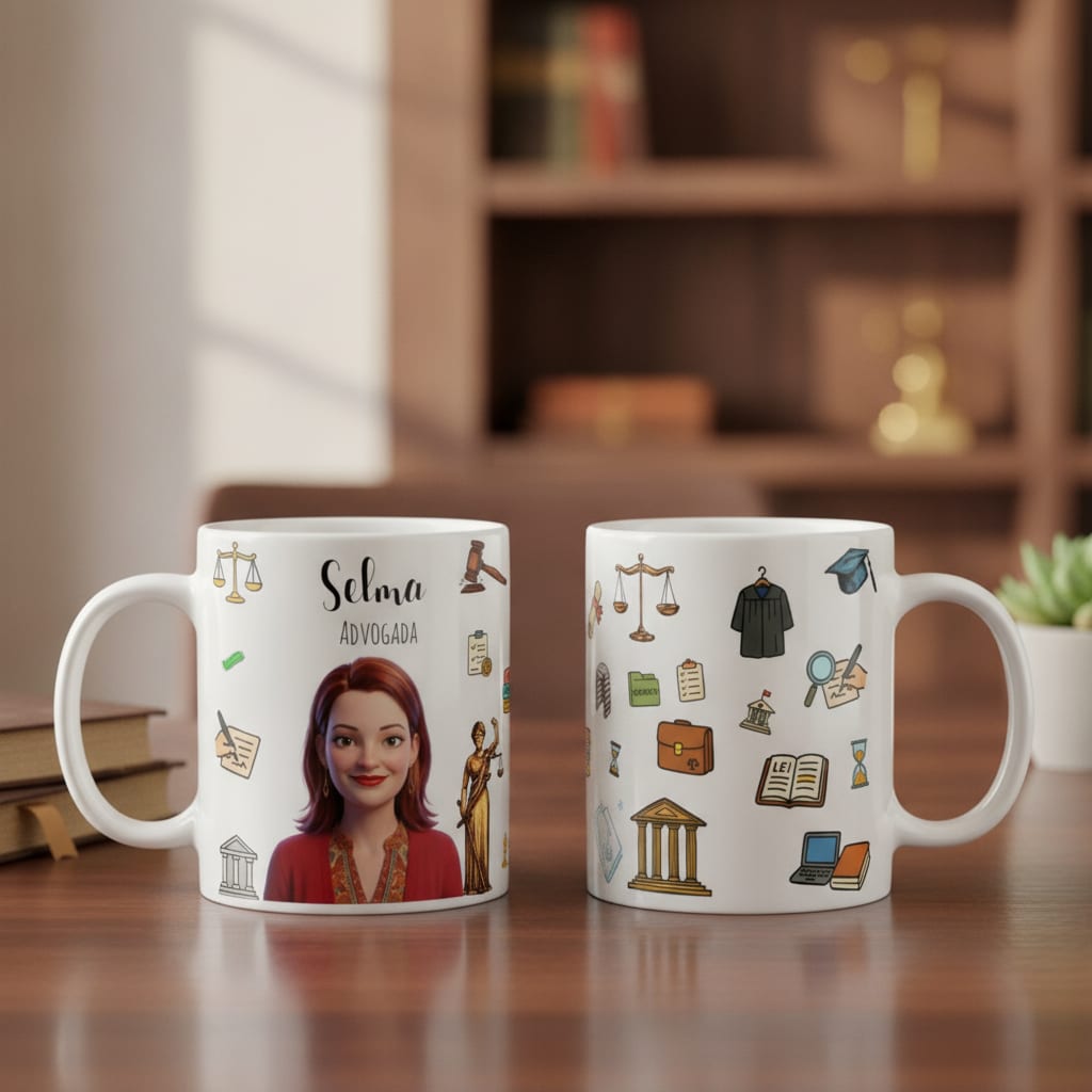 Caneca Personalizada Profissão Direito Com Avatar Estúdio - Profissões (Advogado(a))
