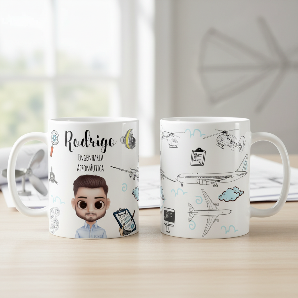 Caneca Personalizada Profissão Engenharia Aeronáutica