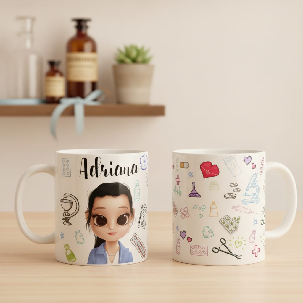 Caneca Personalizada Profissão Presente Equipe Empresas Branco Farmácia Farmacêutico - Profissões (Farmacêutico(a))