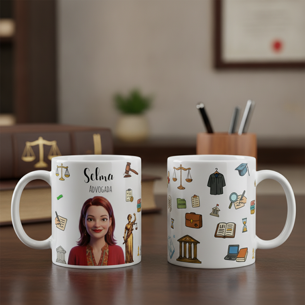 Caneca Personalizada Profissões direito avatar estudio  Do Luz Presente Criativo