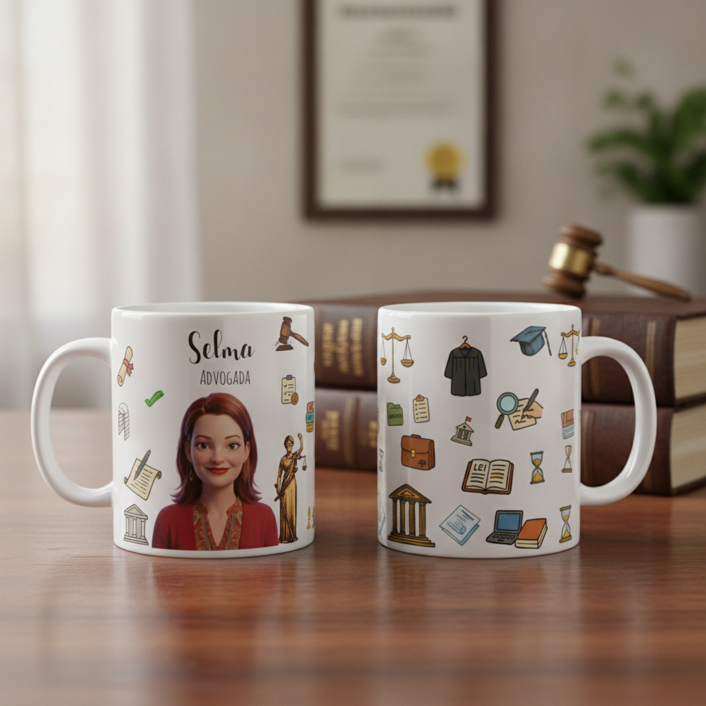 Caneca Personalizada Profissões direito avatar estudio  Do Luz Presente Criativo - Profissões (Direito)