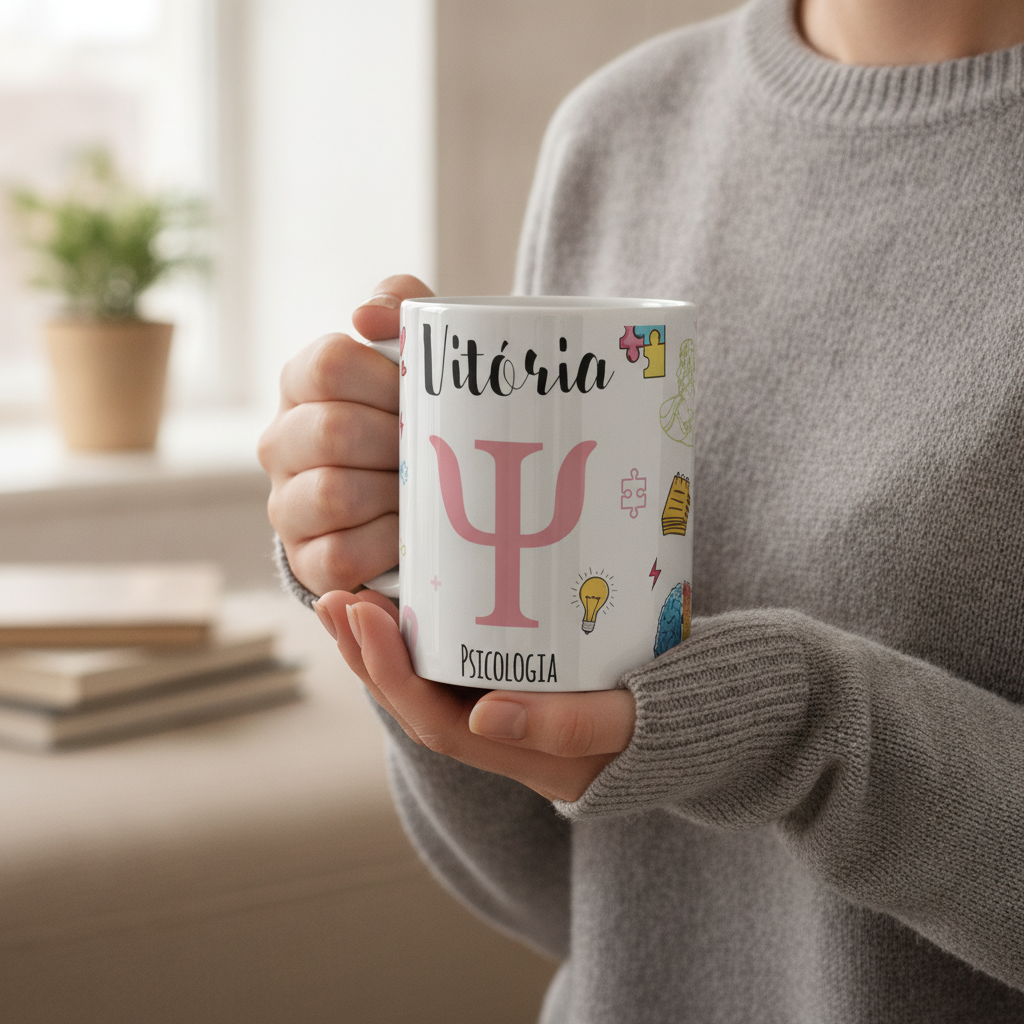 Caneca Personalizada Psicologia Presente Psicóloga com Nome