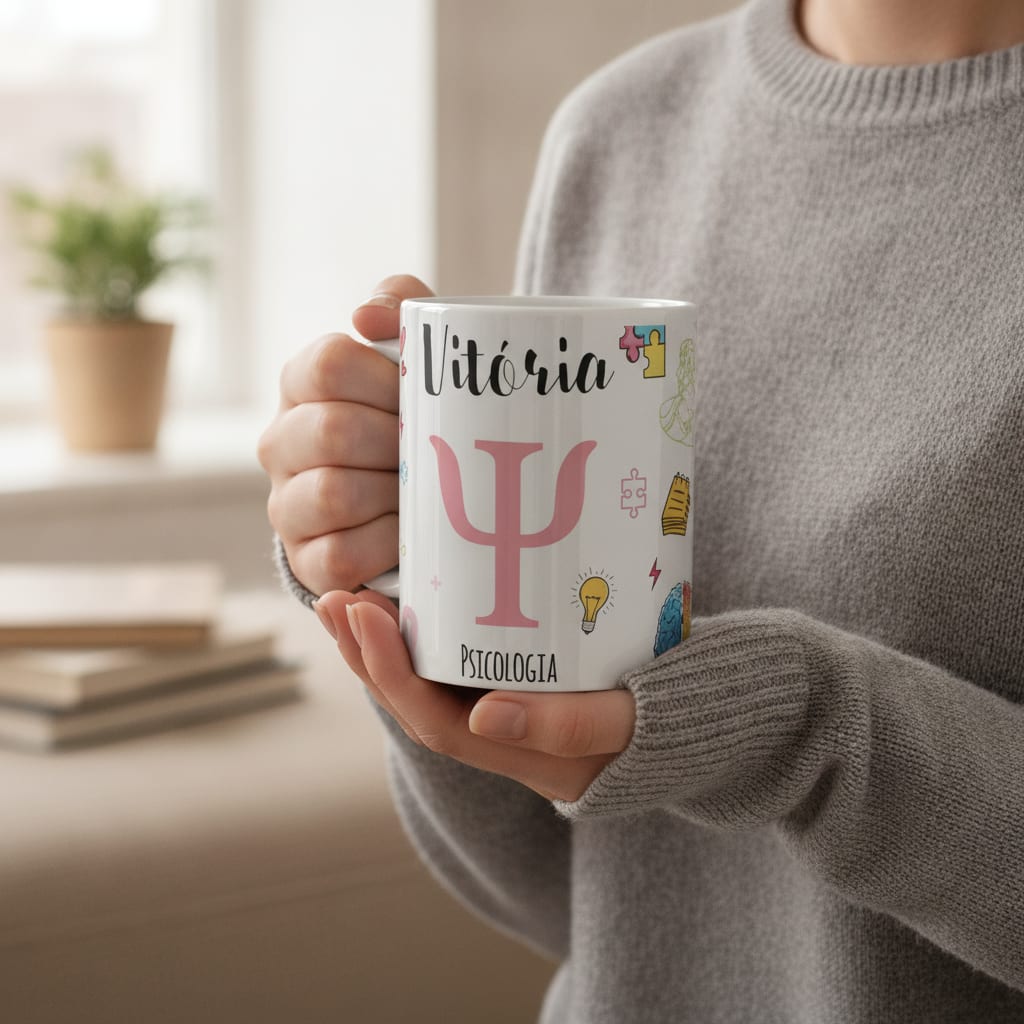 Caneca Personalizada Psicologia Presente Psicóloga com Nome