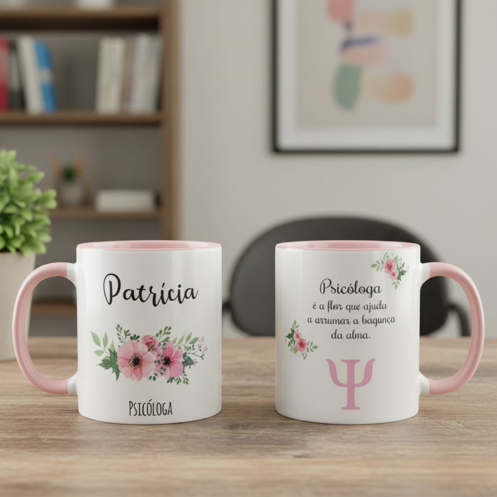 Caneca Personalizada Psicologia Profissão Psicóloga com Nome