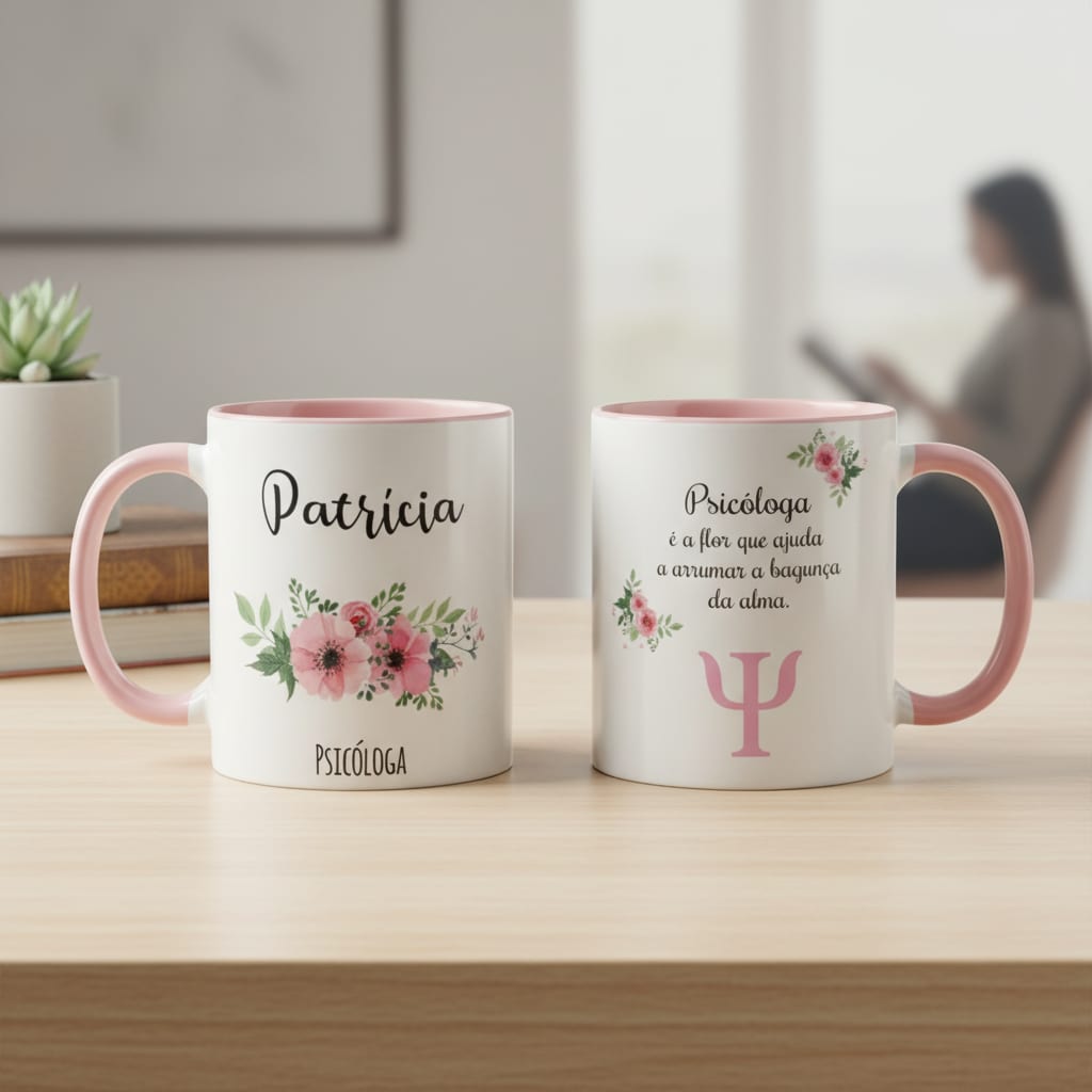 Caneca Personalizada Psicologia Profissão Psicóloga com Nome - Profissões (Psicólogo(a))