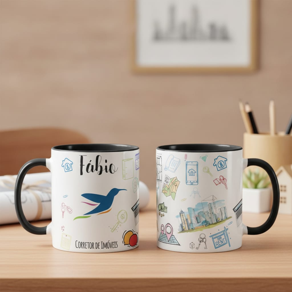 Caneca Personalizada Símbolo Corretor De Imóveis Imobiliária - Profissões (Corretor(a))