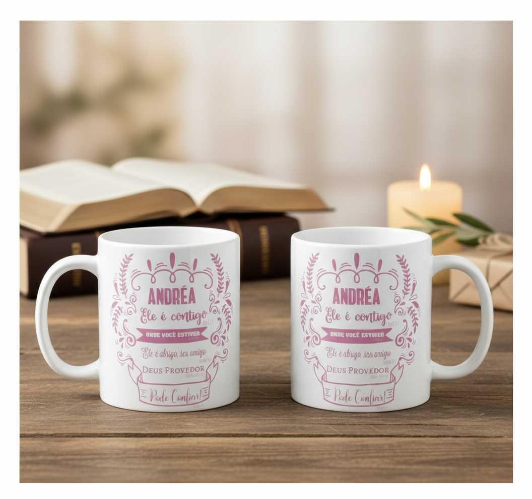 Caneca Porcelana Branca 325ml Dia Mulheres Evangélica Presente Branco