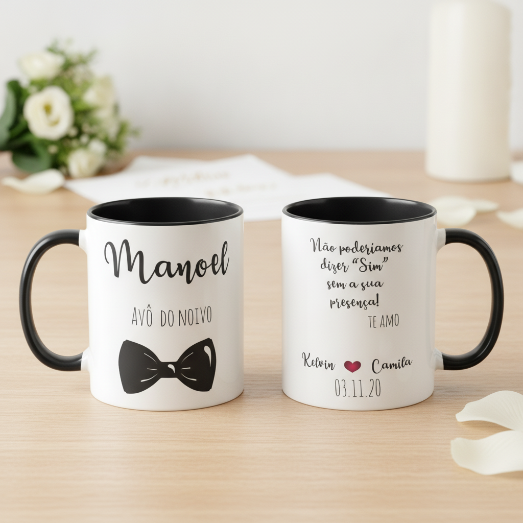 Caneca Presente Avô do Noivo Lembrança de Casamento Familia - Casamento (Avô/Noivo)