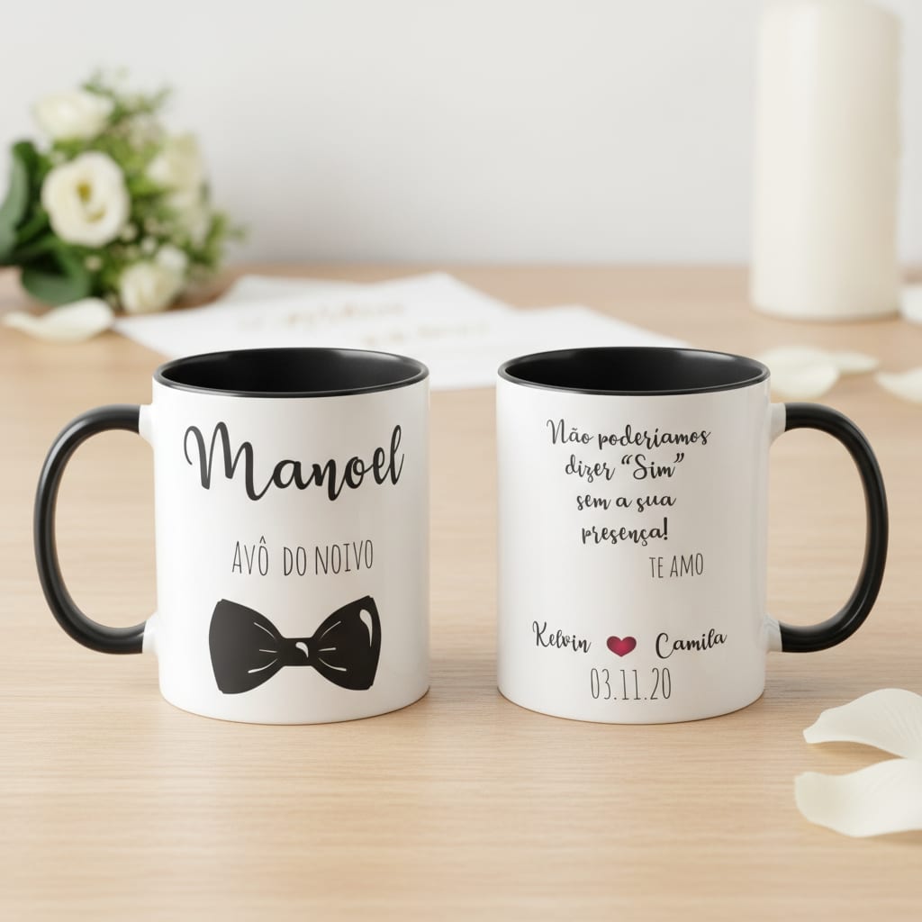Caneca Presente Avô do Noivo Lembrança de Casamento Familia - Casamento (Avô/Noivo)