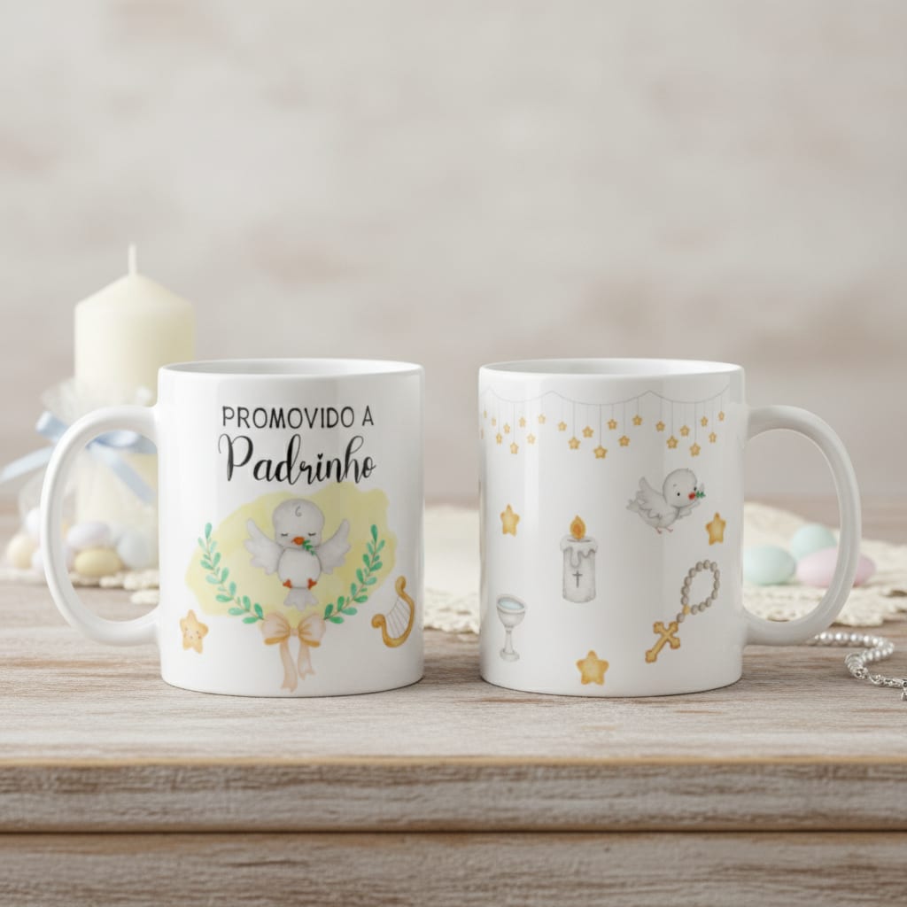 Caneca Presente com Convite Batismo Promovida a Madrinha - Batizado (Madrinha)