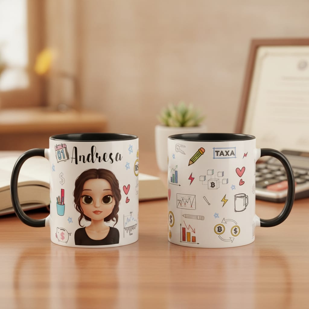 Caneca Presente Contadora Contabilidade Financeira - Profissões (Contador(a))