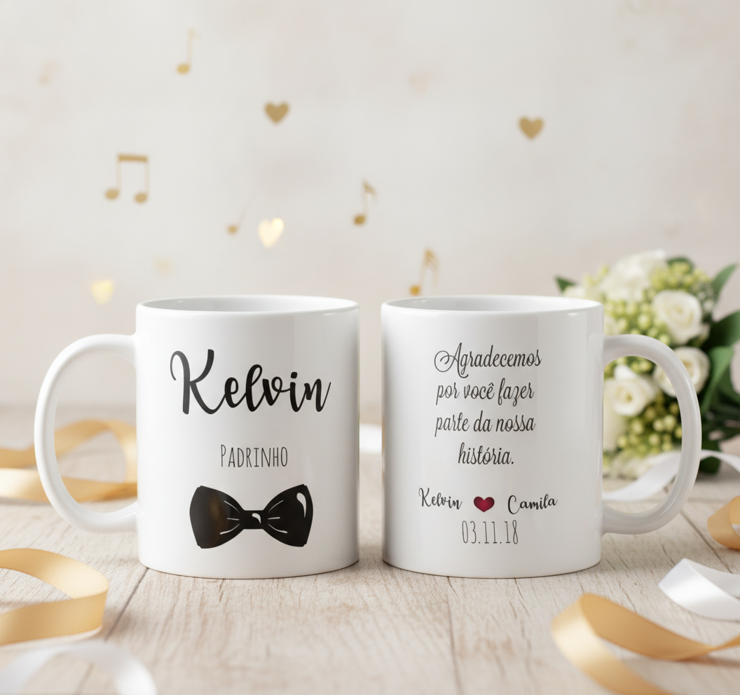 Caneca Presente Convite Padrinho Lembrança Casamento Gravata - Casamento (Padrinhos)