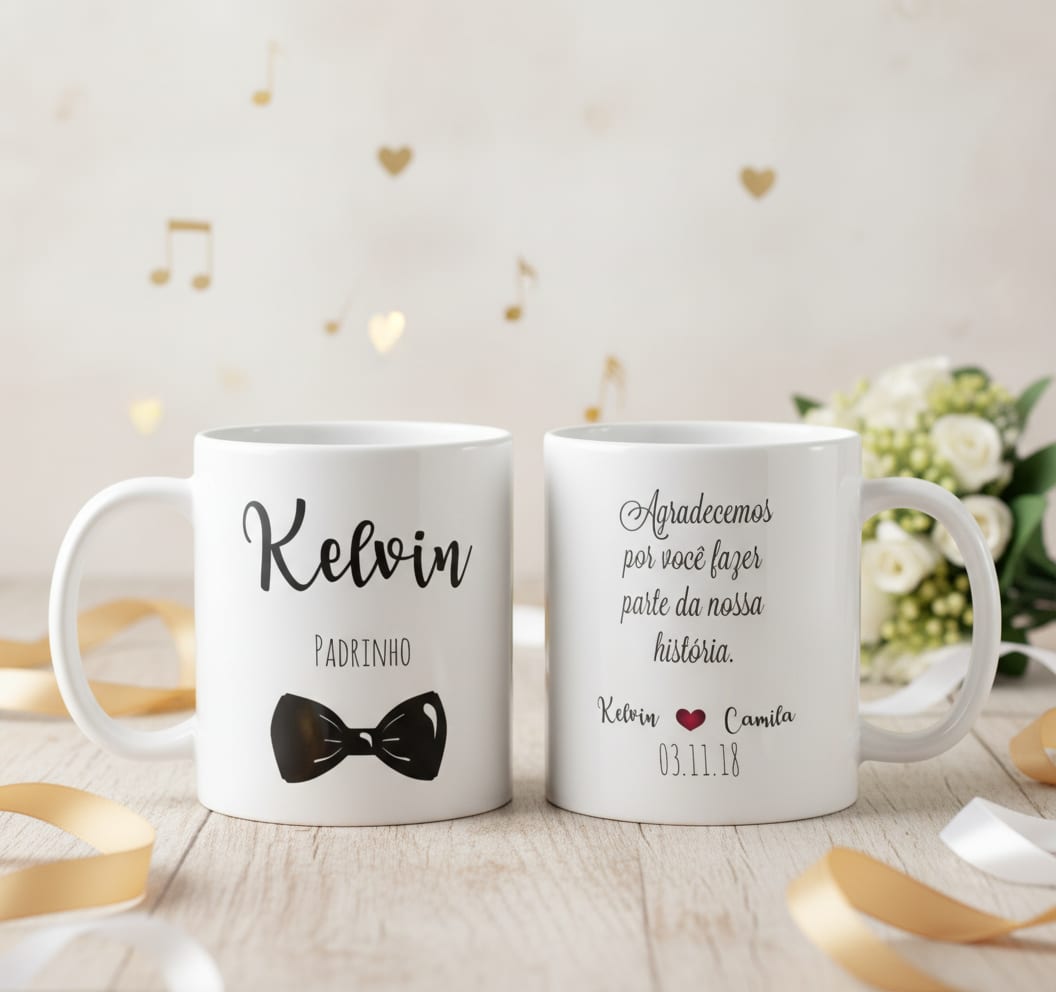Caneca Presente Convite Padrinho Lembrança Casamento Gravata - Casamento (Padrinhos)