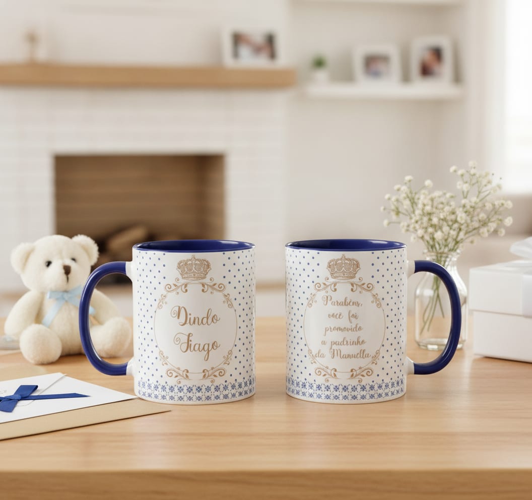 Caneca Presente Convite Revelação Dindo Padrinho Batizado - Batizado (Padrinho)