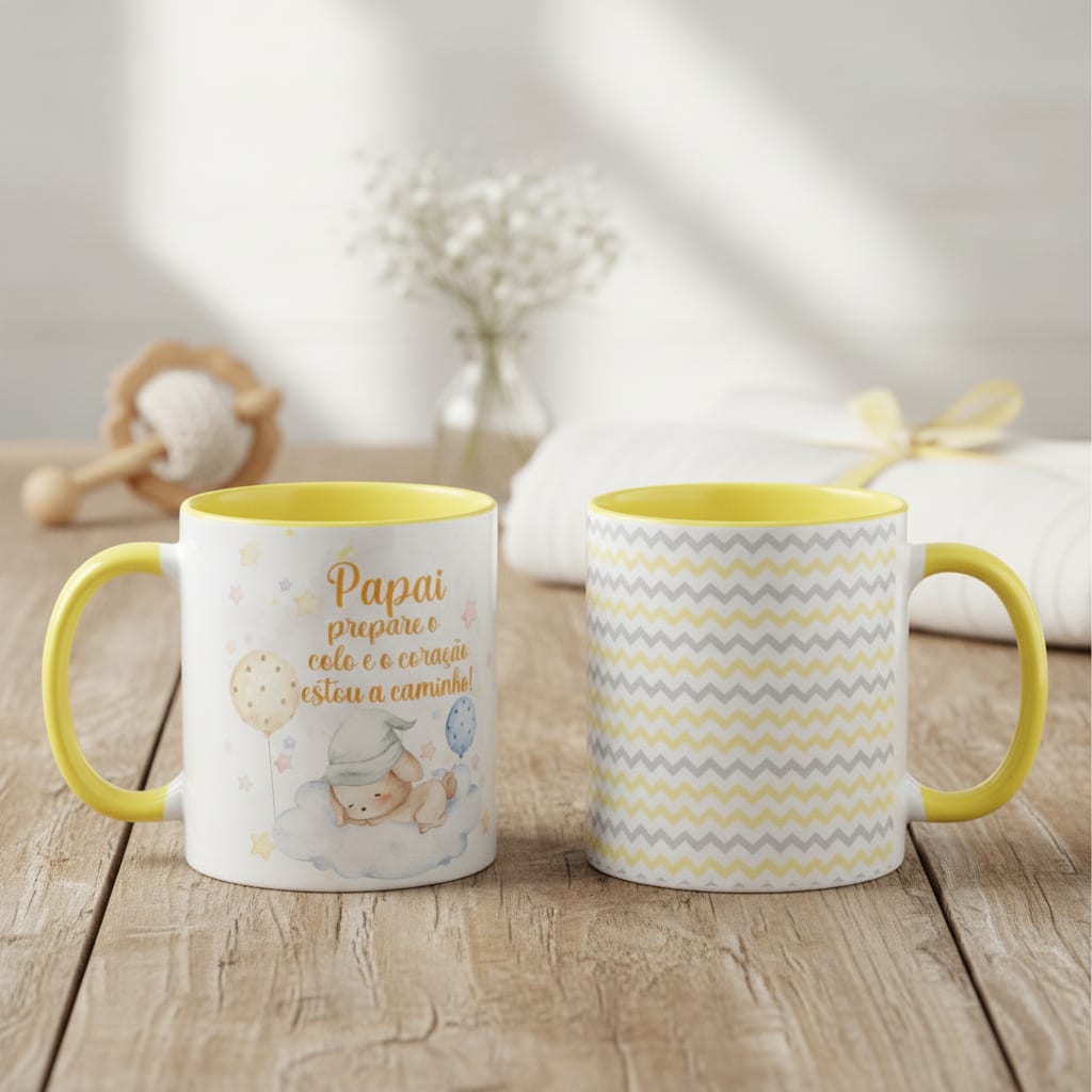 Caneca Presente Criativo Anunciar Gravidez Família - Papai - Anúncio de Gravidez (Pai)