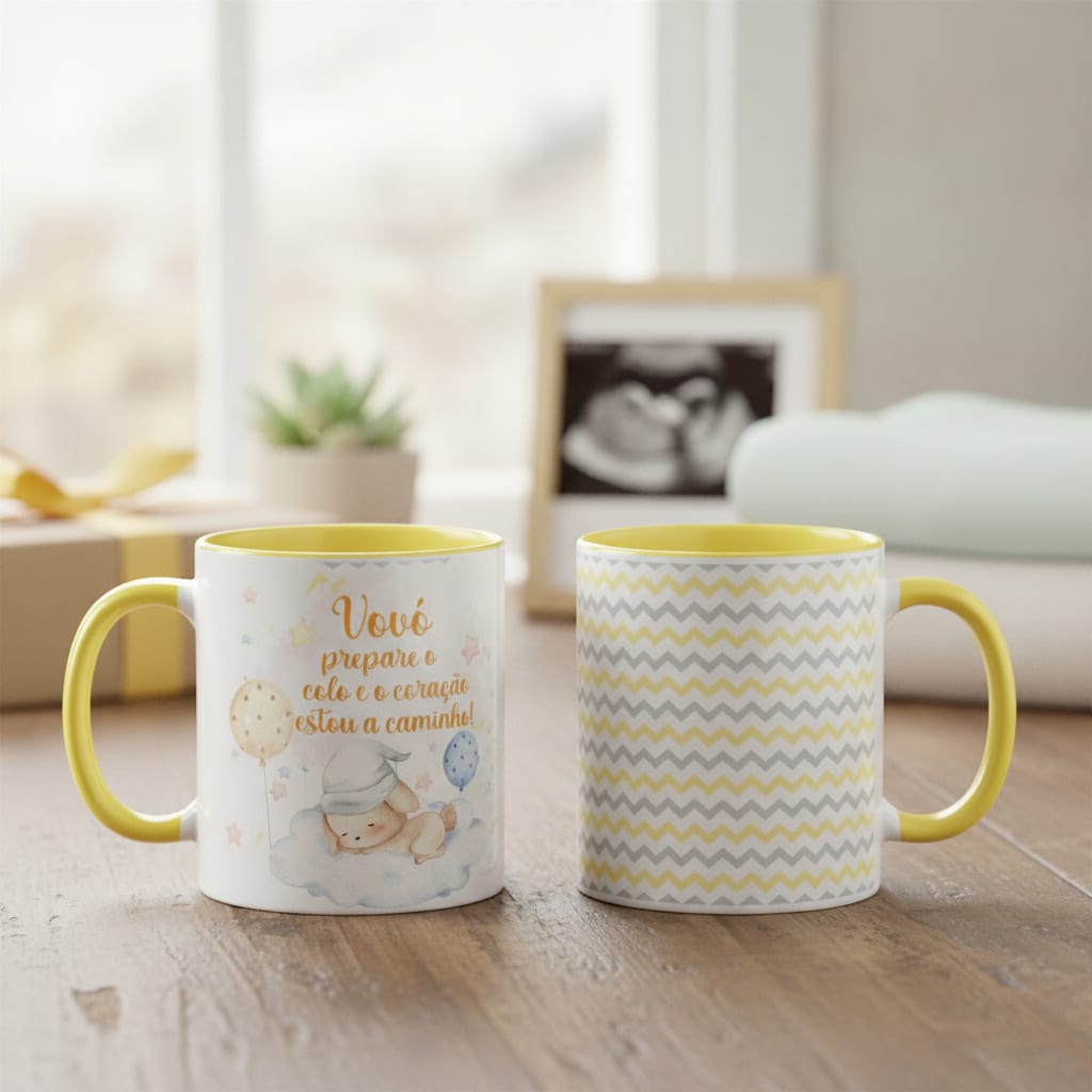 Caneca Presente Criativo Anunciar Gravidez Família - Vovó - Anúncio de Gravidez (Avós)