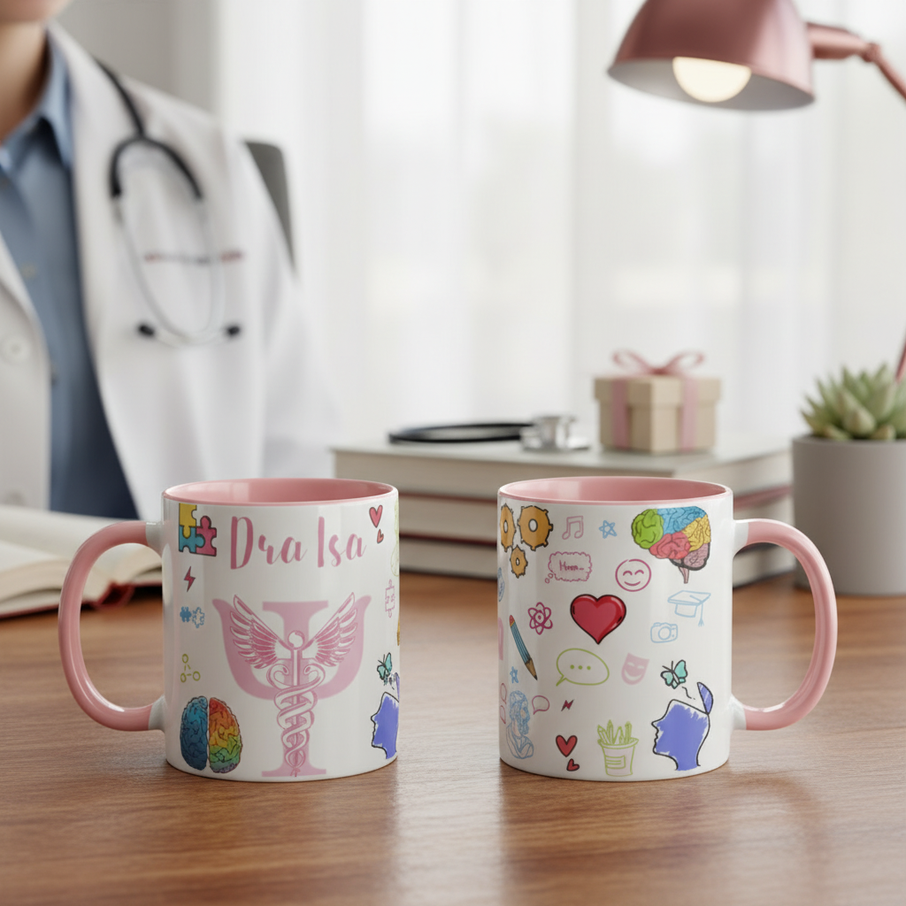 Caneca Presente Criativo de Psiquiatria Profissão Psiquiatra - Profissões (Médico(a))