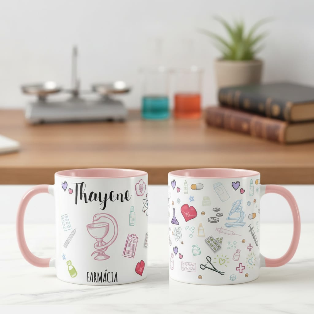 Caneca Presente Criativo Farmácia Profissão Farmacêutica - Profissões (Farmacêutico(a))
