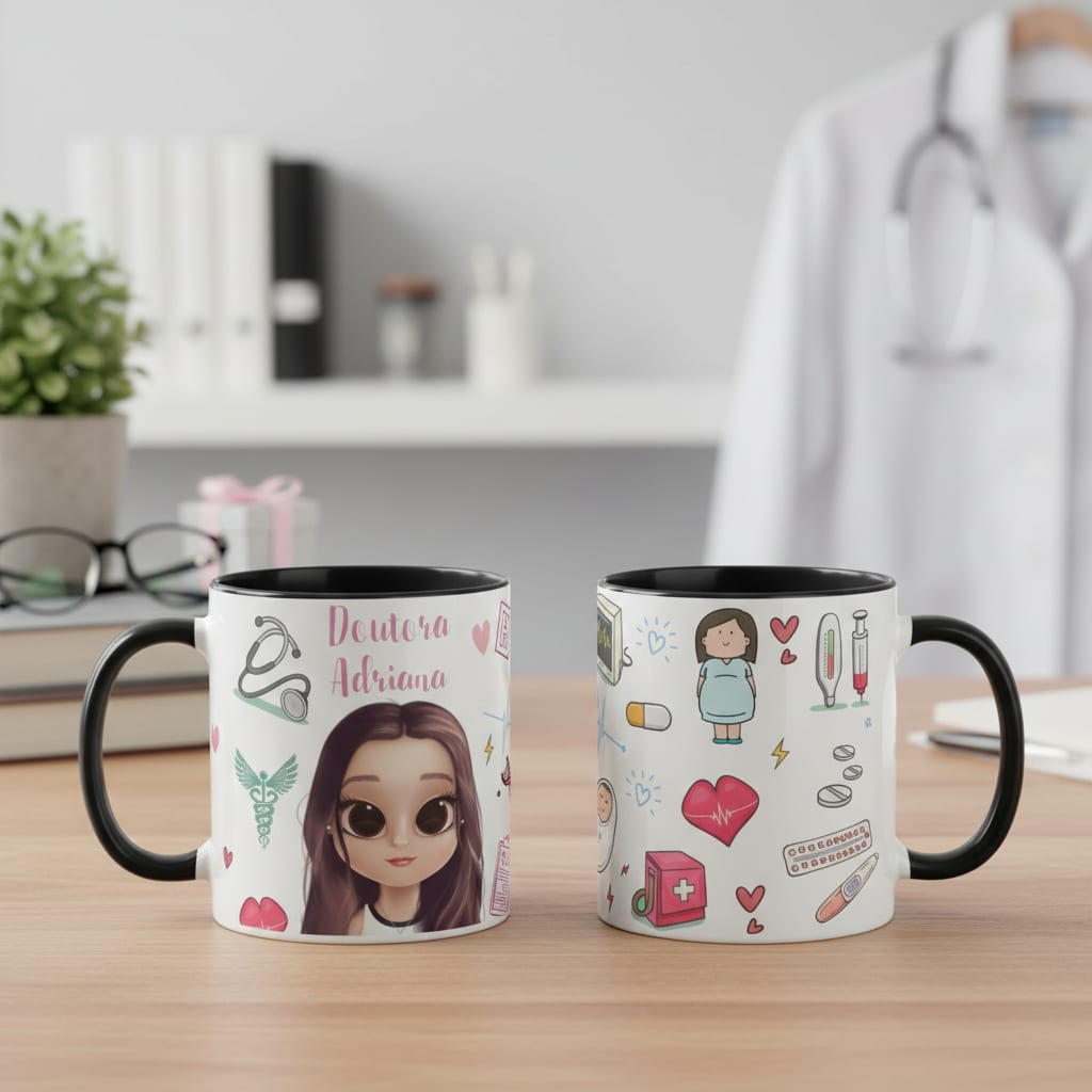 Caneca Presente Criativo Médica Obstetra Profissão Medicina - Profissões (Médico(a))