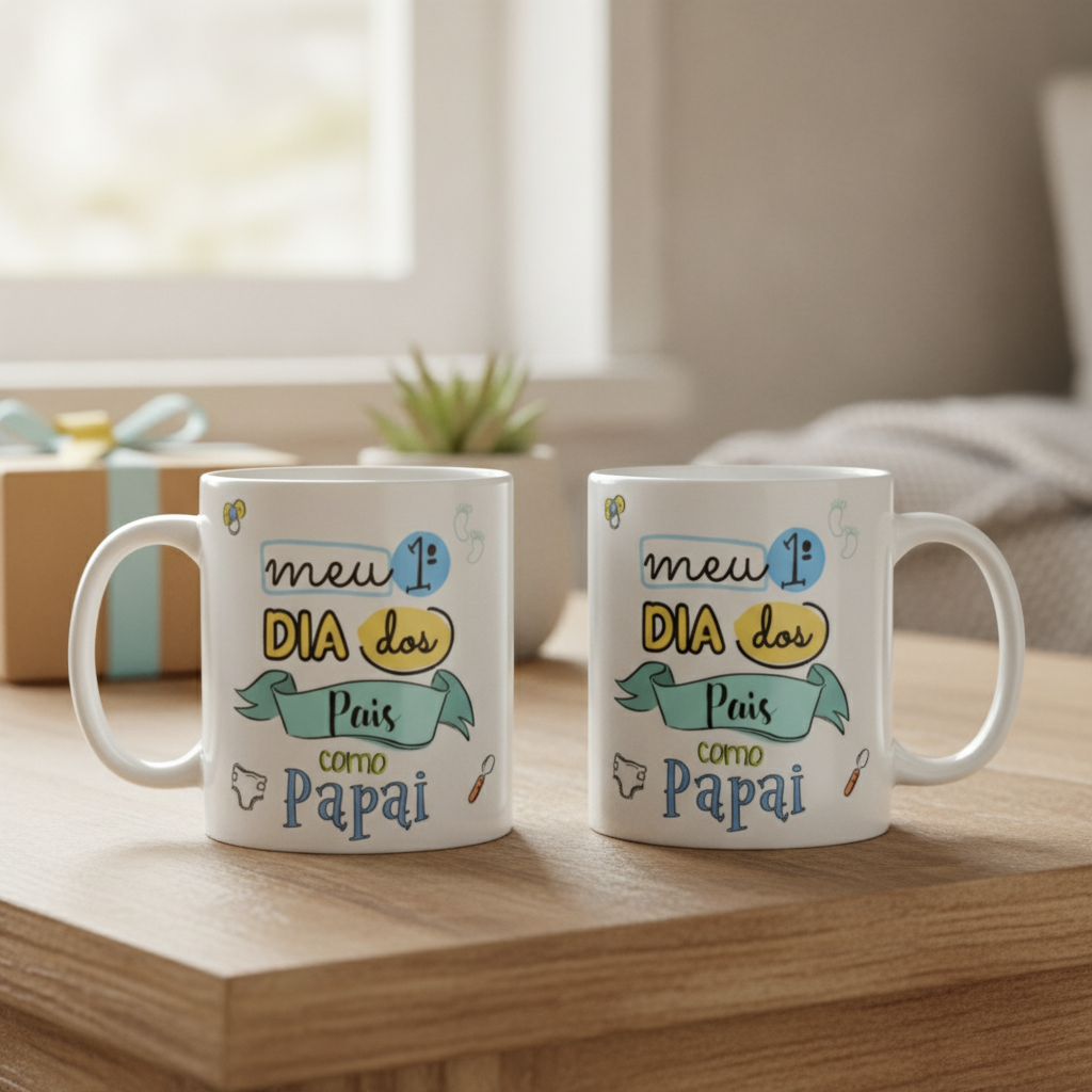 Caneca Presente Criativo Pai Frase Meu Primeiro Dia dos Pais - Família (Pai)