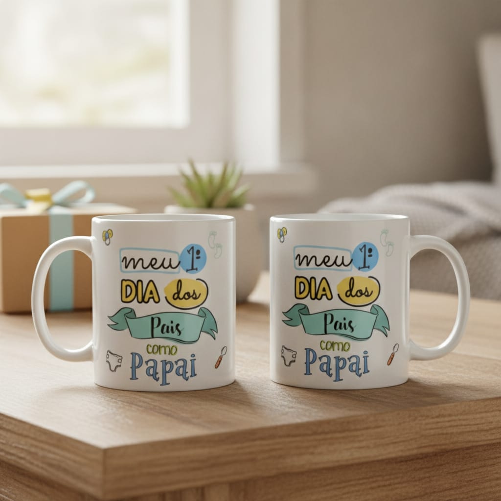 Caneca Presente Criativo Pai Frase Meu Primeiro Dia dos Pais - Família (Pai)