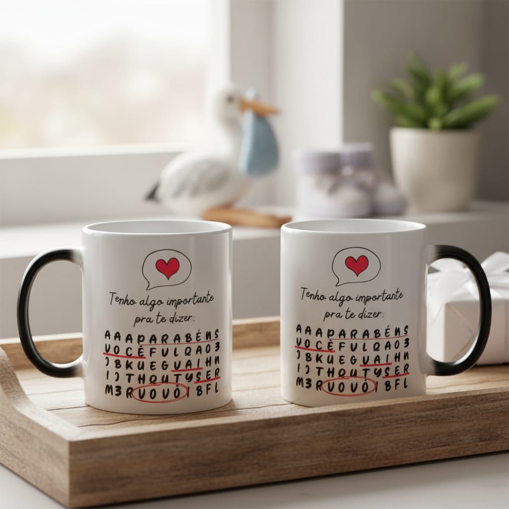Caneca Presente Criativo para Contar Gravidez a Família - Anúncio de Gravidez (Família/Geral)