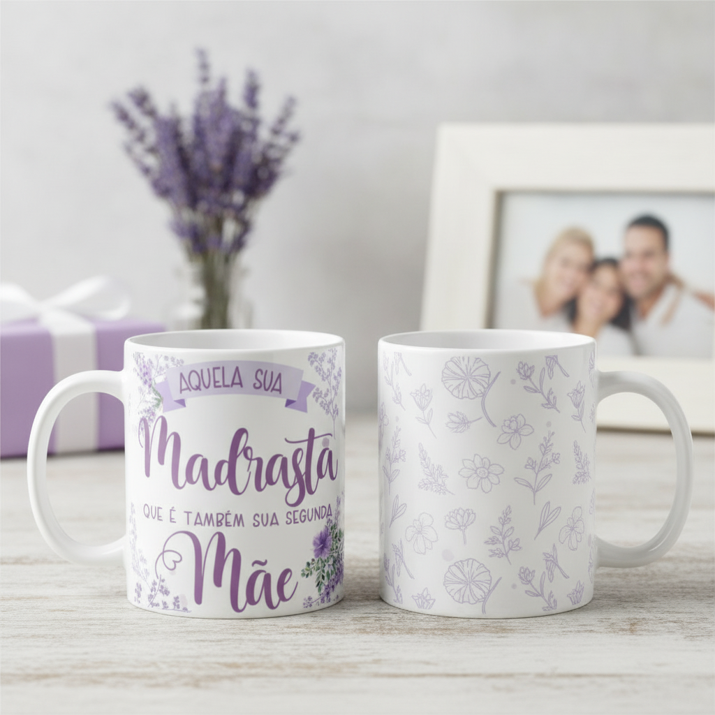 Caneca Presente Criativo para Madrasta Especial Dia das Mães - Família (Mãe/Madrasta)