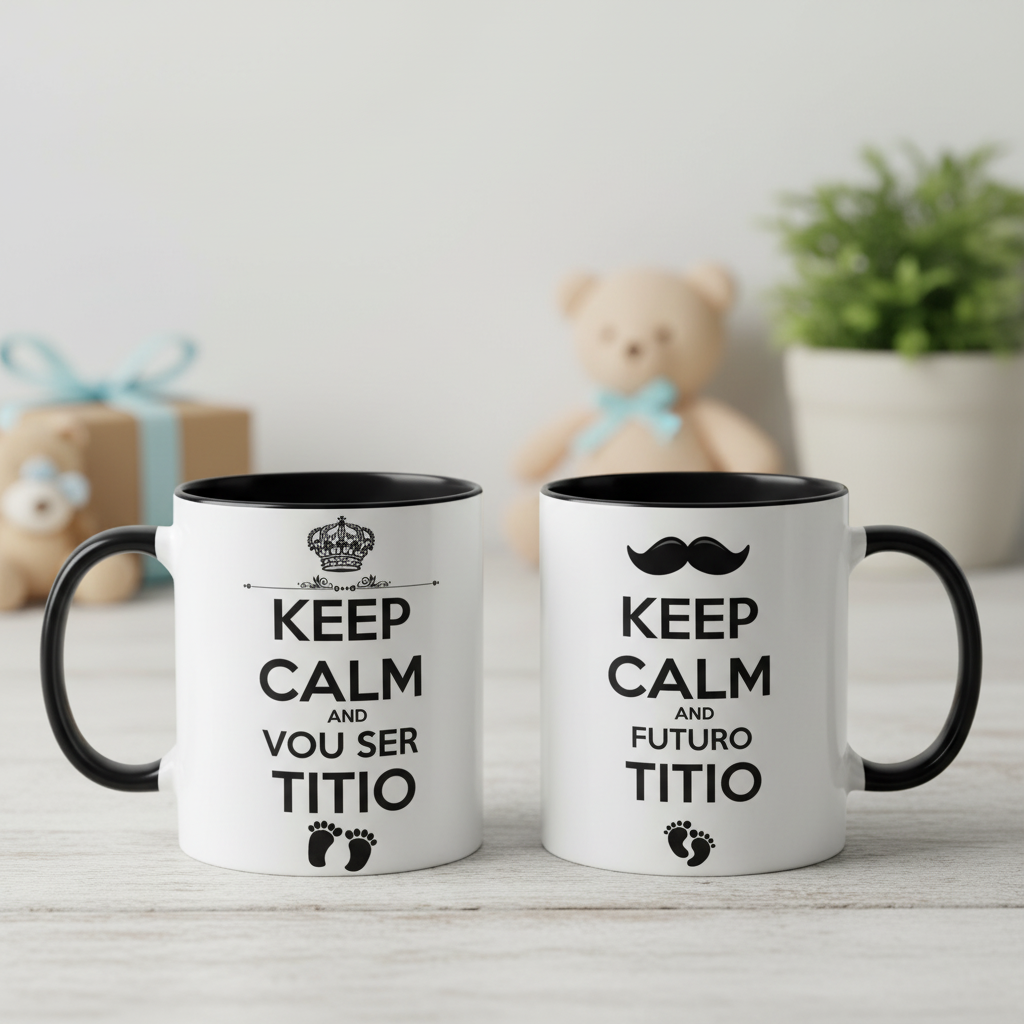 Caneca Presente Criativo para Revelar Gravidez Tio Titio - Anúncio de Gravidez (Tio)